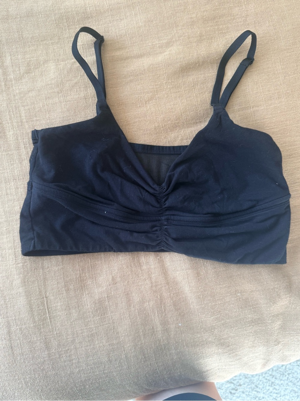 Colsie Black Ruched Wireless Bralette with Thin Adjustable Straps